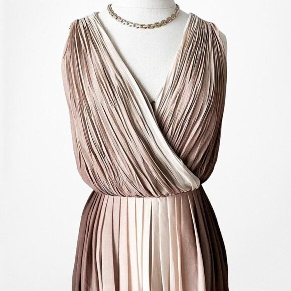 Vintage Y2K Talbots Brown V-Neck Pleated Knee Length Cocktail Dress Size 4/M - Picture 5 of 7